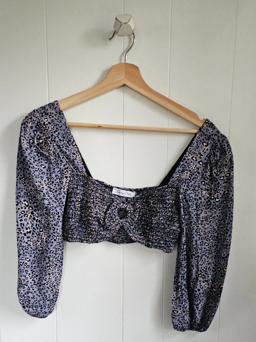 EMORY PARK Lavender Leopard Print Puff Sleeve Bandeau Top